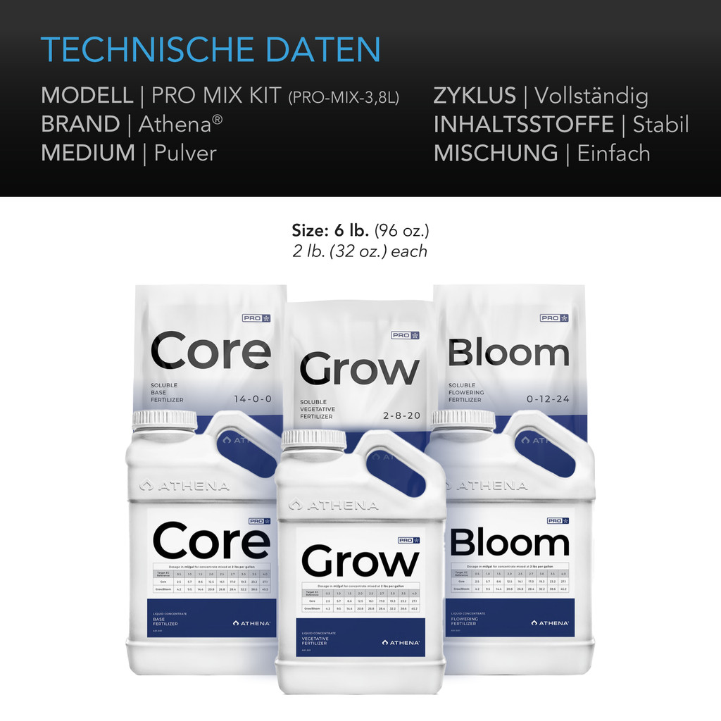 Athena® Pro Mix Kit, für jeweils 3,79 L Core, Grow und Bloom 3 Athena® Pro Mix Kit, für jeweils 3,79 L Core, Grow und Bloom – Bild 3