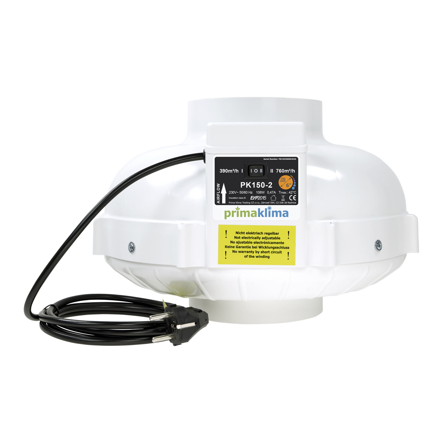 PrimaKlima PK150-2 (760m³/h) 2 Geschwindigkeitsstufen