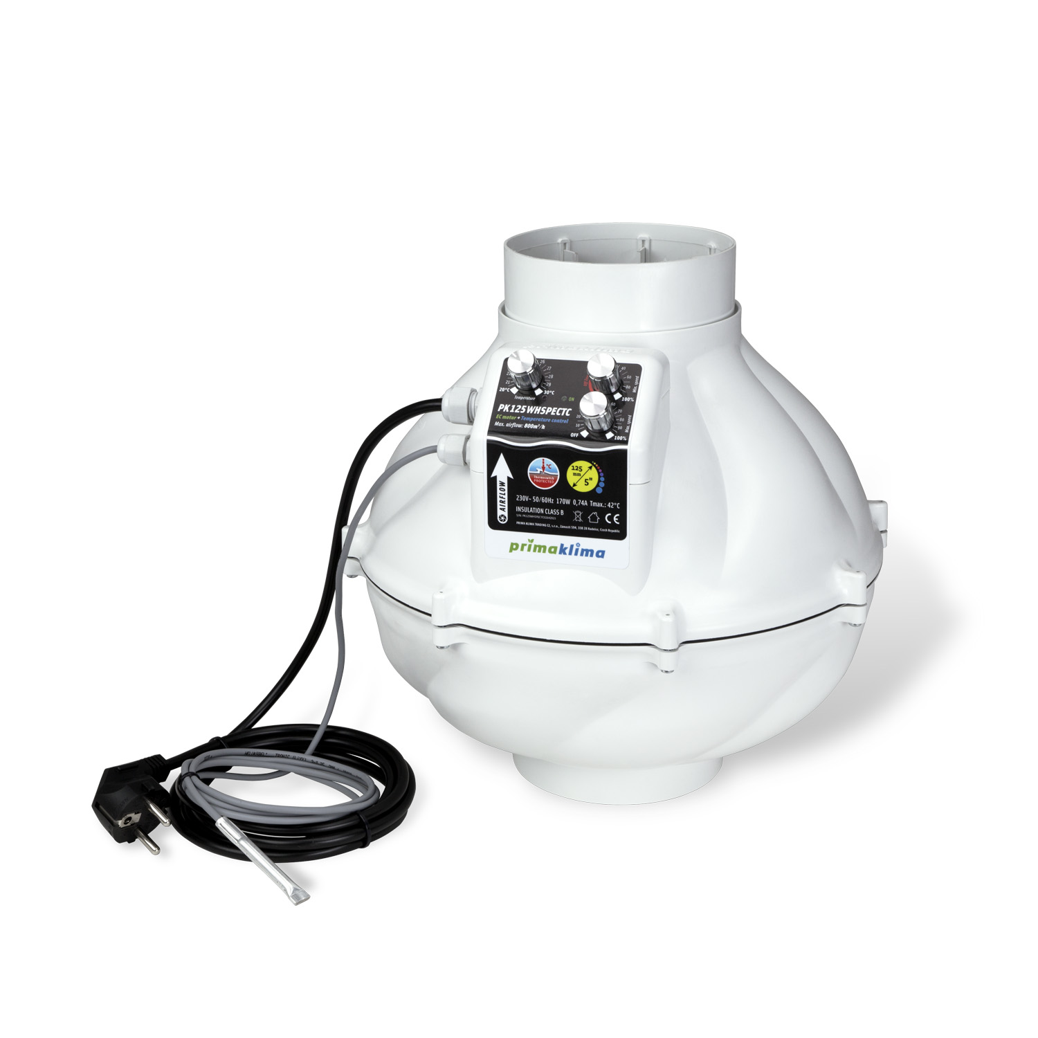 PrimaKlima Whisperblower (800 m³/h) mit Temp. Kontrolle, PK125-WHSPECTC