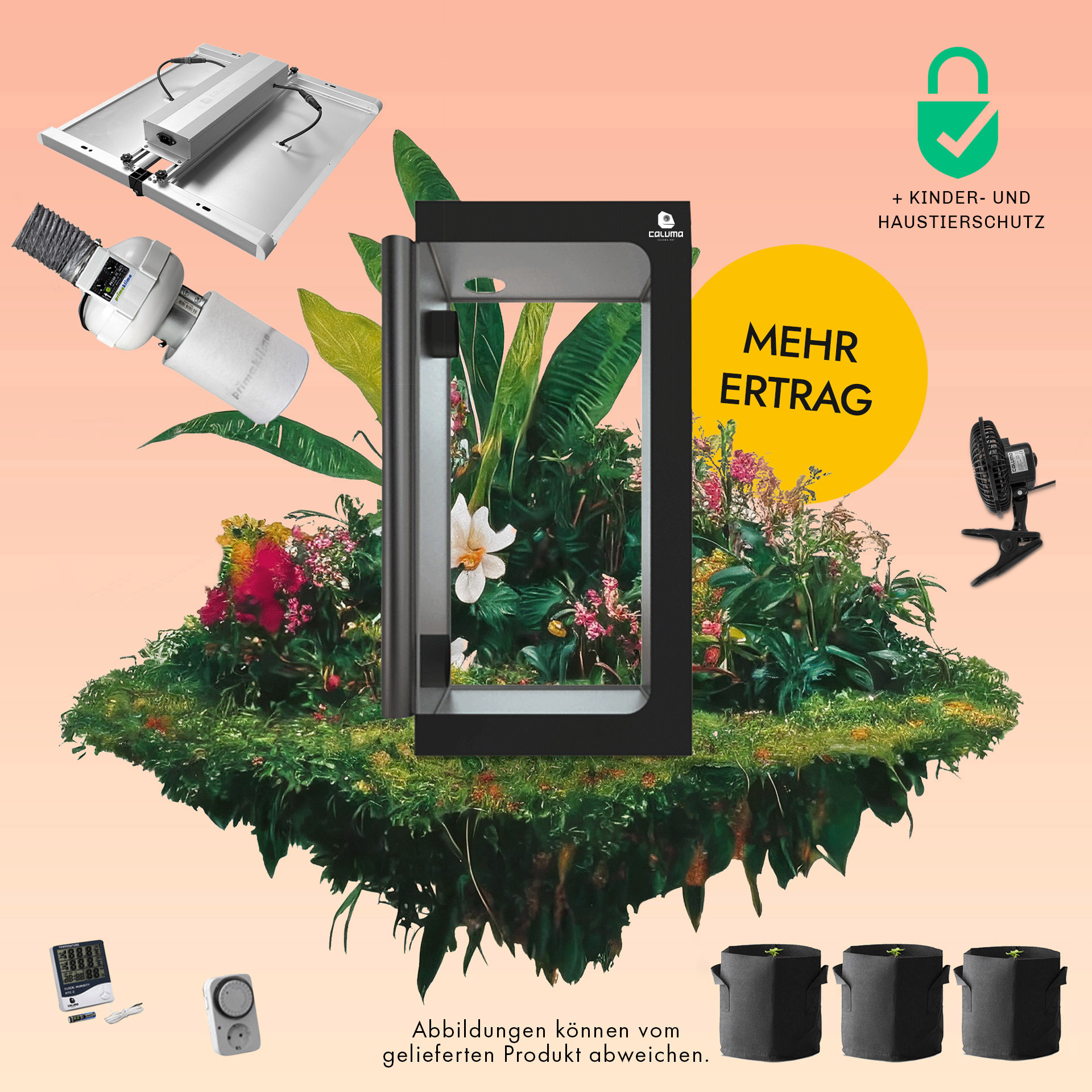 Caluma Growset L (100 x 100 cm, 320 W Premium-Lüftungsset)