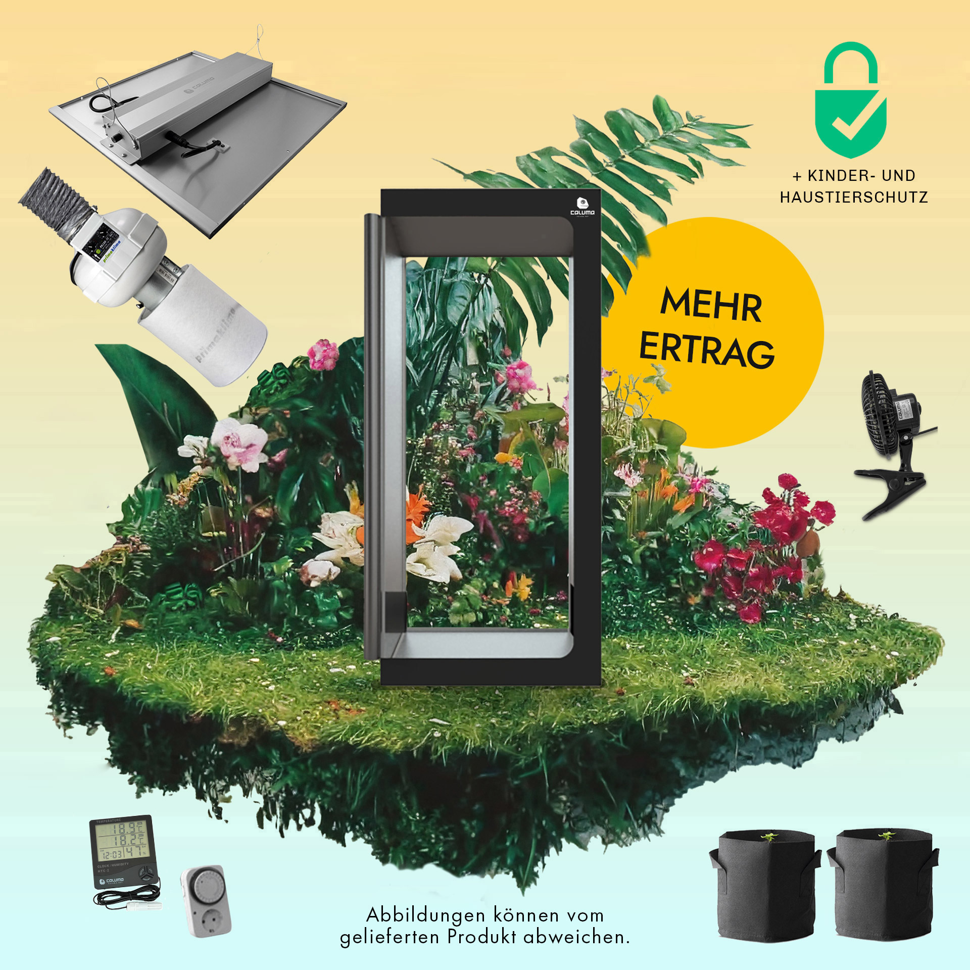 Caluma Growset M (80 x 80 cm, 240 W, Premium-Lüftungsset)