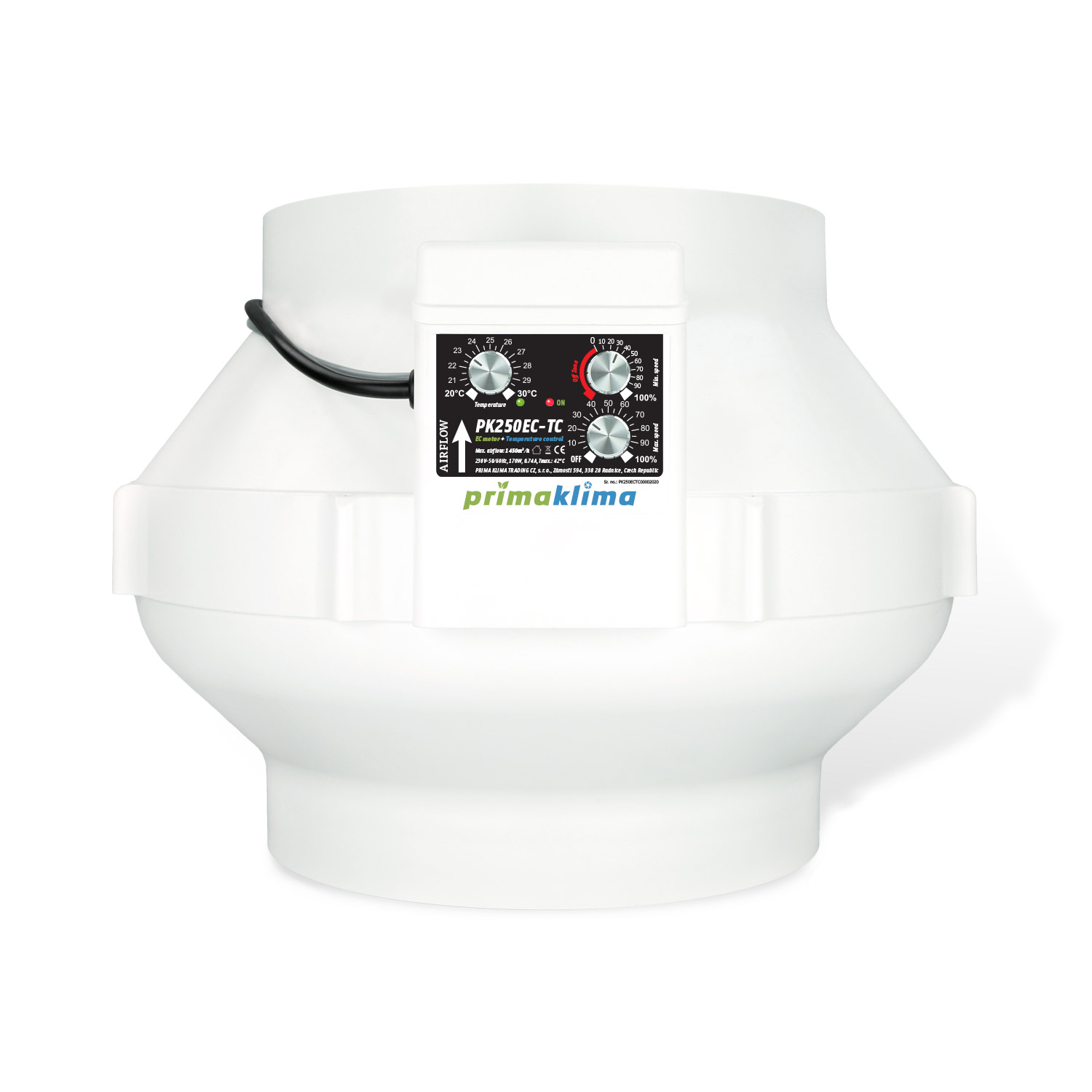 PrimaKlima PK250EC-TC (1450 m³/h) mit Temp. Kontrolle