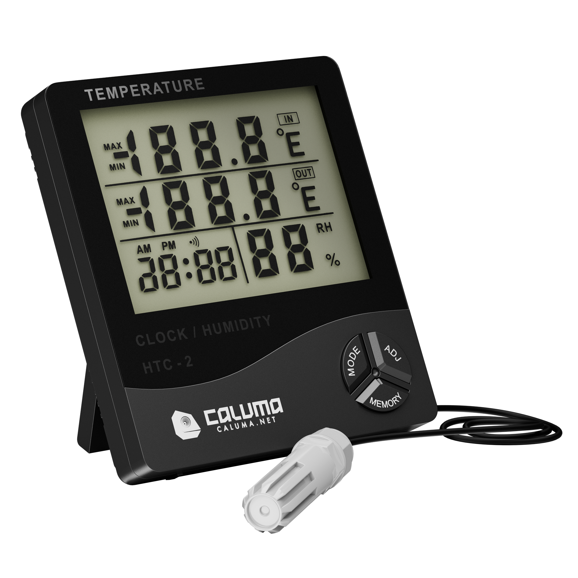 Caluma Thermo-Hygrometer mit Uhr und neuer Sonde