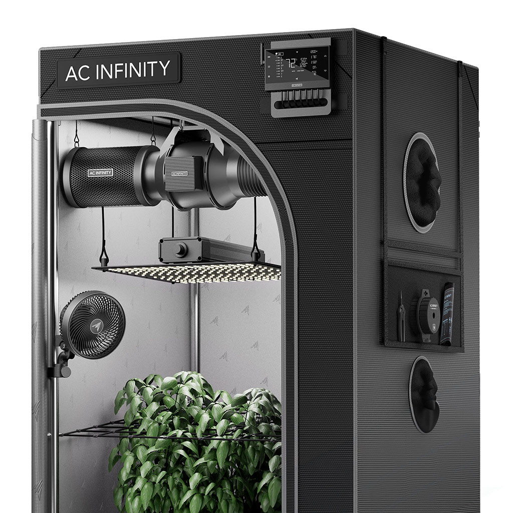 AC Infinity AI+ Grow Zelt-System 90 x 90 x 180 cm, 3-Pflanzen-Set