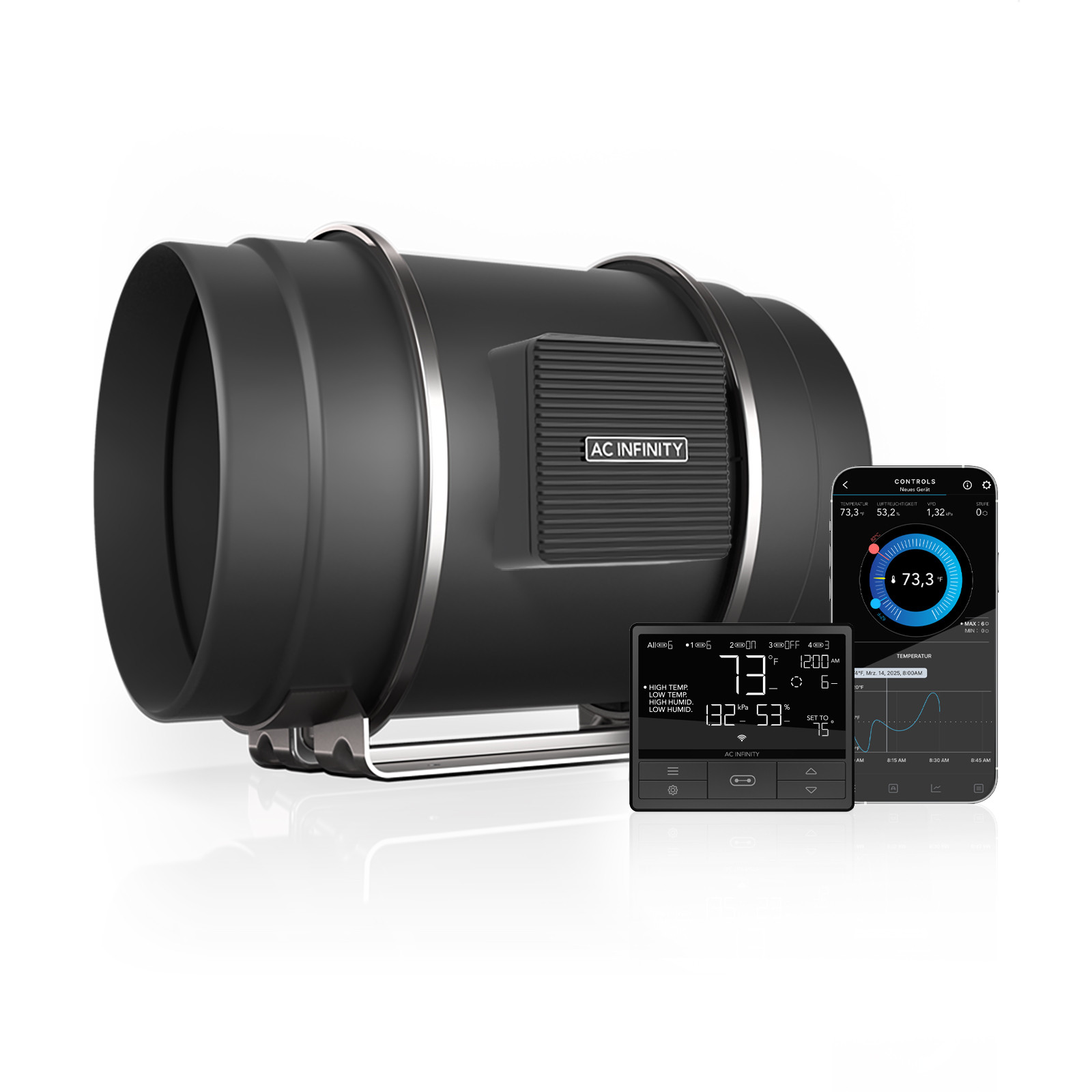 AC Infinity CLOUDLINE PRO T8, Inline-Rohrventilator, 200 mm, Smart Controller