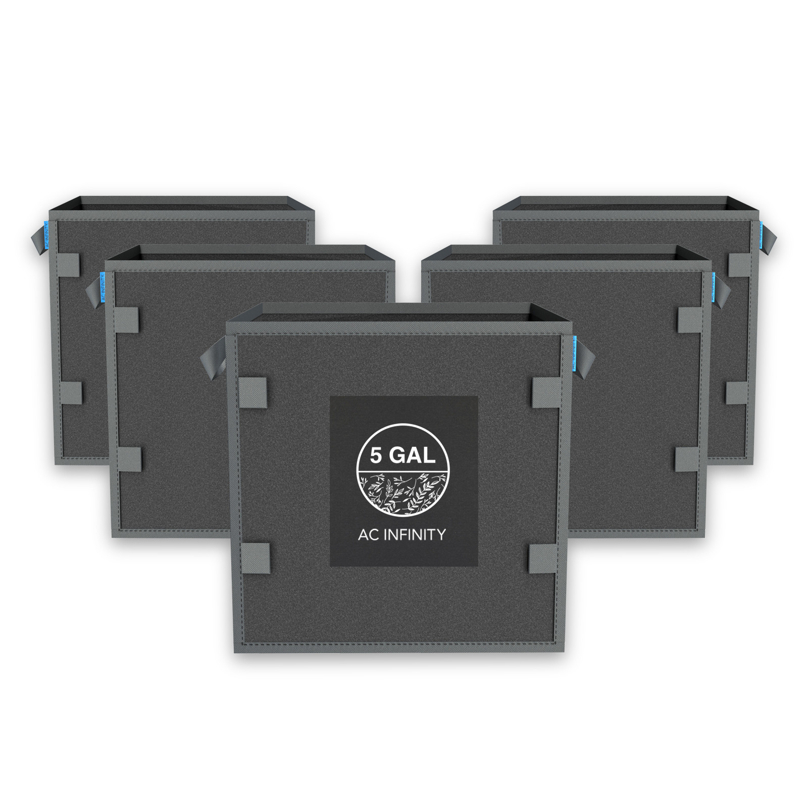 AC Infinity Hochbelastbare, quadratische, wiederverwendbare Stofftöpfe, 19 Liter, 5er-Pack