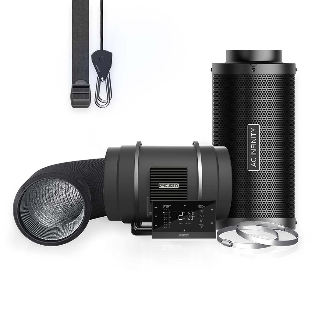 AC Infinity Luftfilter-Set AI+ PRO 200 mm, Inline-Rohrventilator mit Controller AI+ und Aktivkohlefilter