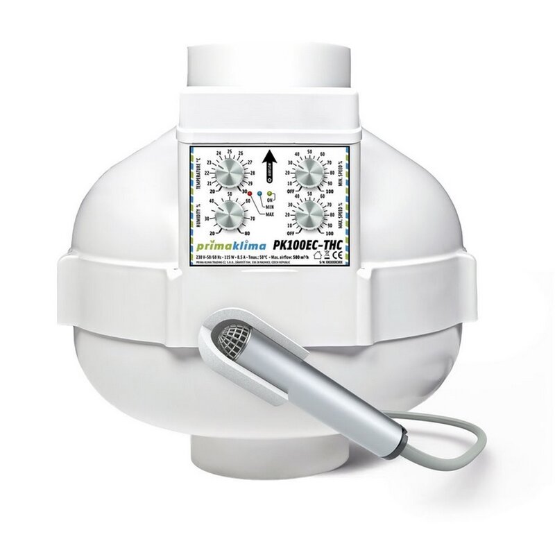 Prima Klima EC-THC Ventilator Temp&Hygro Control 580 m³/h 100 mm