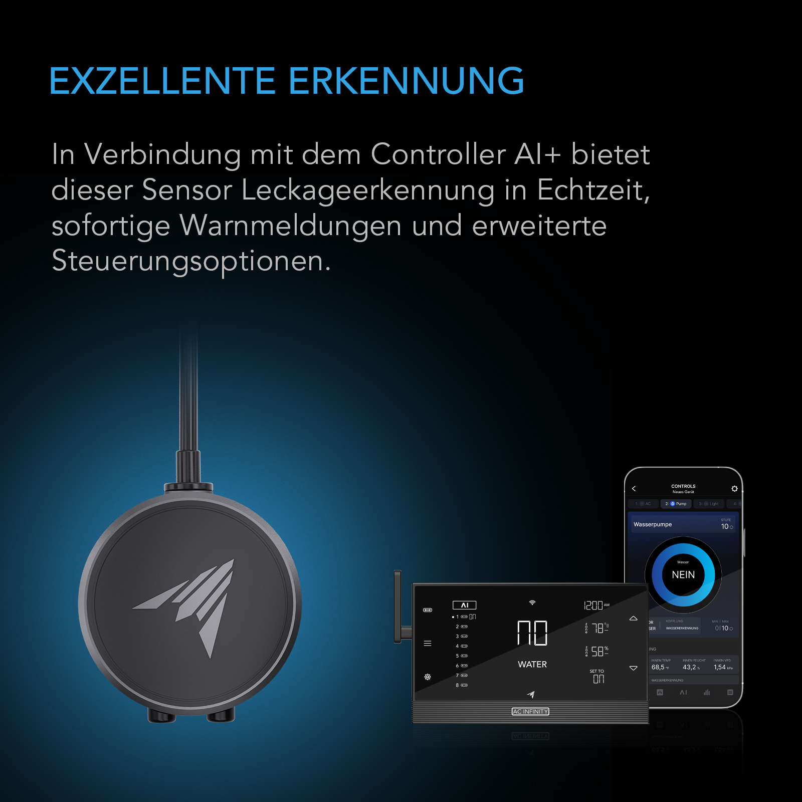 AC Infinity AI-Wassersensor zur Flüssigkeitserkennung, IP68 6 AC Infinity AI-Wassersensor zur Flüssigkeitserkennung