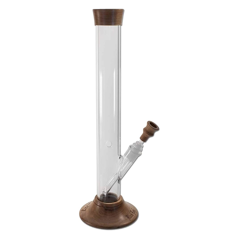 Black Leaf Bong Cylinder Holz Hoja Schwarz mit Pie Walnussholz