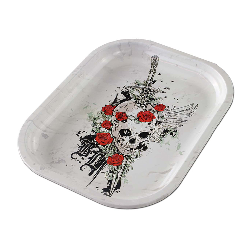 Tablett Liar Calavera und Rosas Black Leaf 180x140x16mm