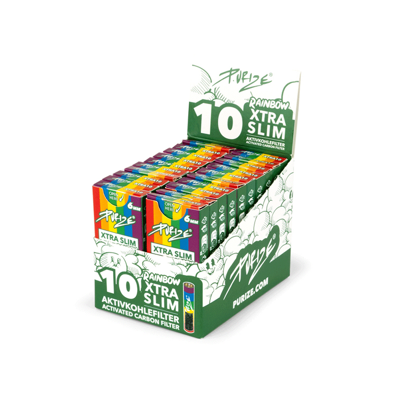 Filters Purize Xtra Slim (10 Stück / Box) Rainbow (Pack 20 Boxs) 2 Filters Purize Xtra Slim (10 Stück / Box) Rainbow (Pack 20 Boxs)