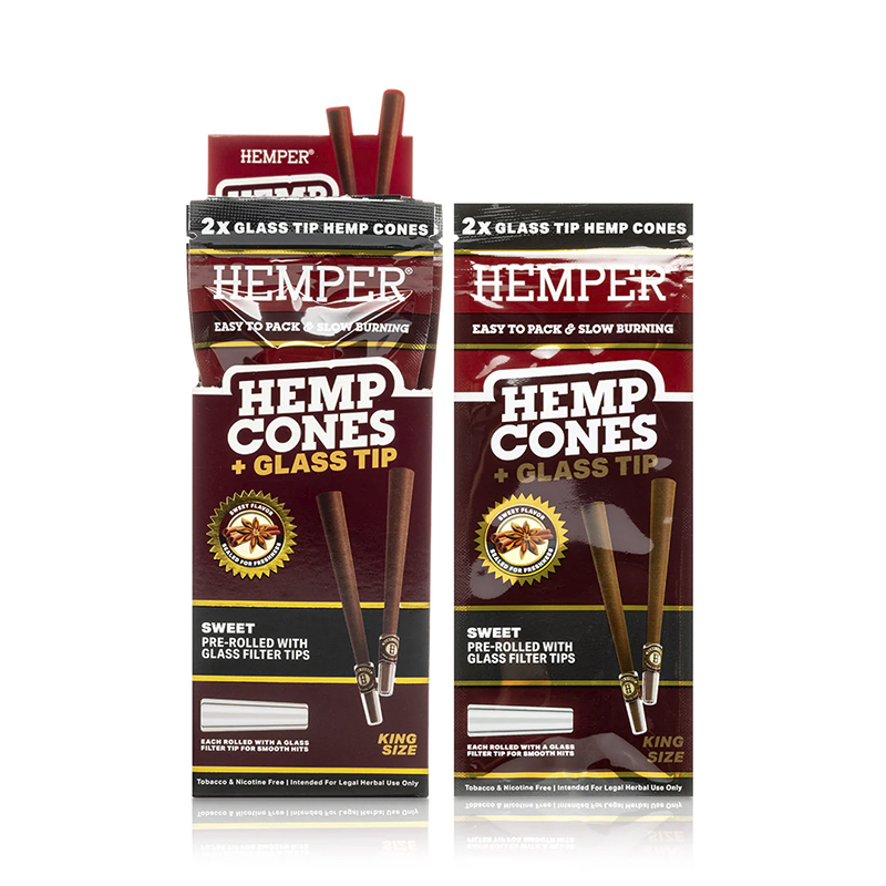 HEMPER - 2pk King Size Mites With Glass Tips - Hemp Paper - Sweet (Display)
