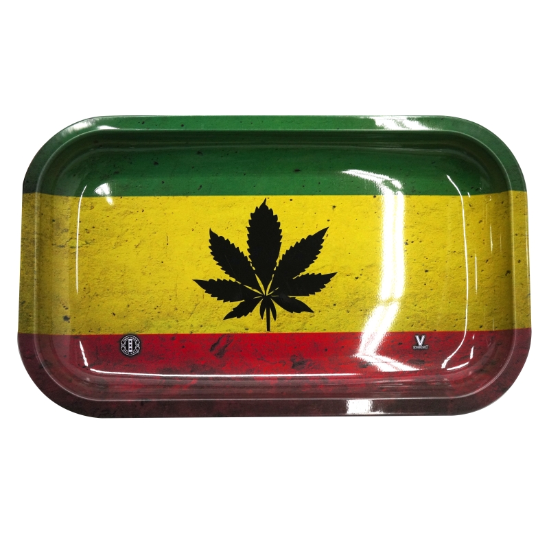 V-Syndicate Tablett Metalica Liar 27x16 Cm - Hoja Rasta 2 V-Syndicate Tablett Metalica Liar 27x16 Cm - Hoja Rasta