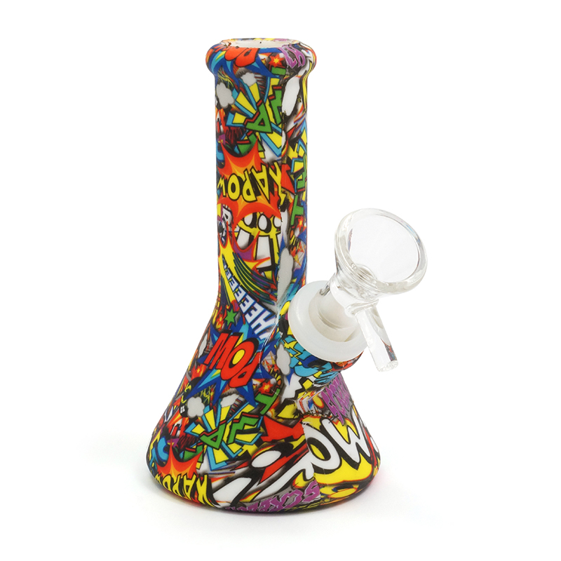 Bong De Silikon Beaker mit Impresion Water Transfer Y Bol De Glas