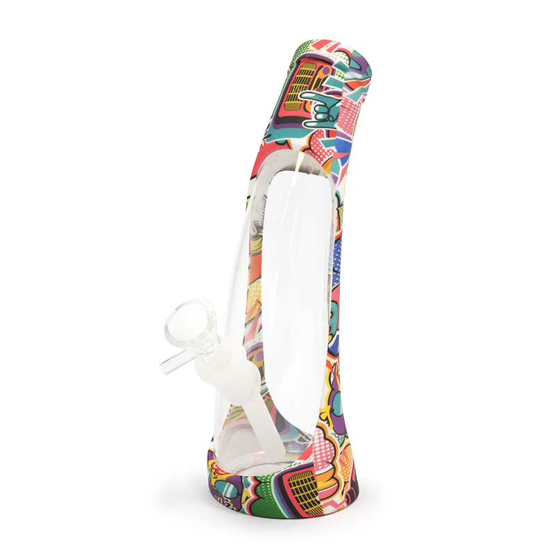 Bong De Silikon mit Impresion Water Transfer Y Botella De Glas En Su Interior (Colores Vivos)