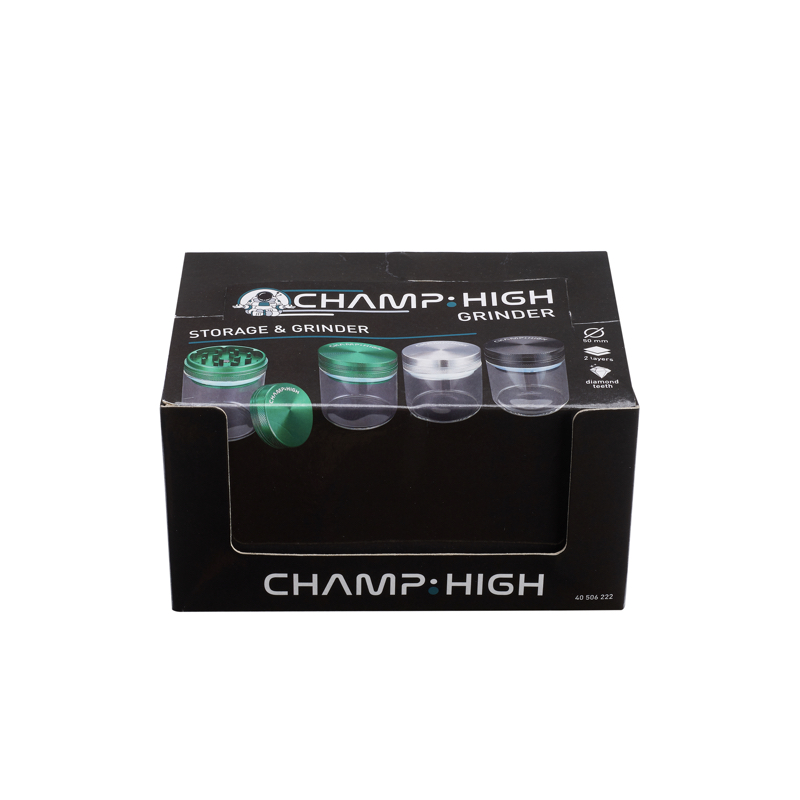 Grinder und Aufbewahrung (50 mm) - Display 6 Stück - Verschiedene Farben - Champ High 3 Grinder und Aufbewahrung (50 mm) - Display 6 Stück - Verschiedene Farben - Champ High