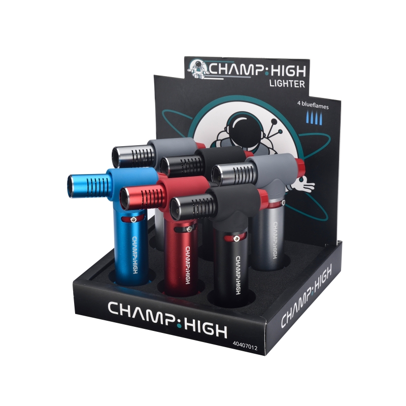 Soplete / Mechero De Llama Blau Champ High 4 B. Flames (Display 6 Stück)