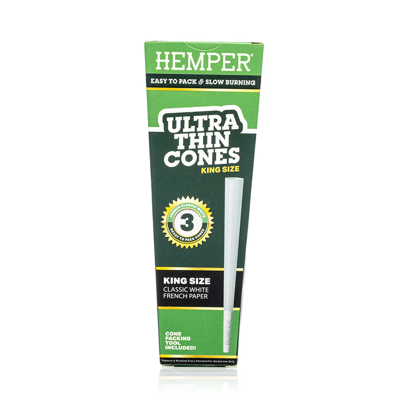 HEMPER - King Size Ultra Thin Cones Classic White 3pk (Display)