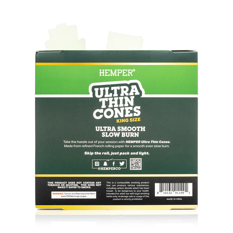 HEMPER - King Size Ultra Thin Cones Classic White 3pk (Display) 5 HEMPER - King Size Ultra Thin Cones Classic White 3pk (Display)