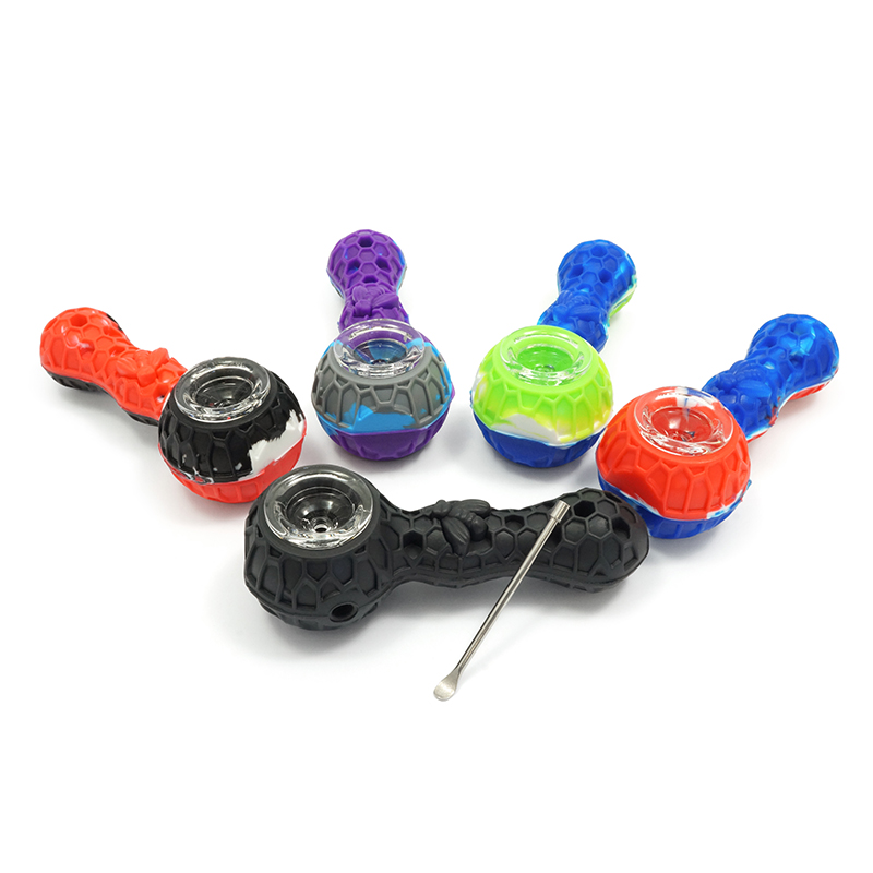 Pfeife Silikon Honeycomb mit Dabber Inoxidable und Glasbowl