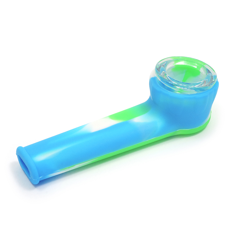 Pfeife Silikon mit Glasbowl (Farbmix)