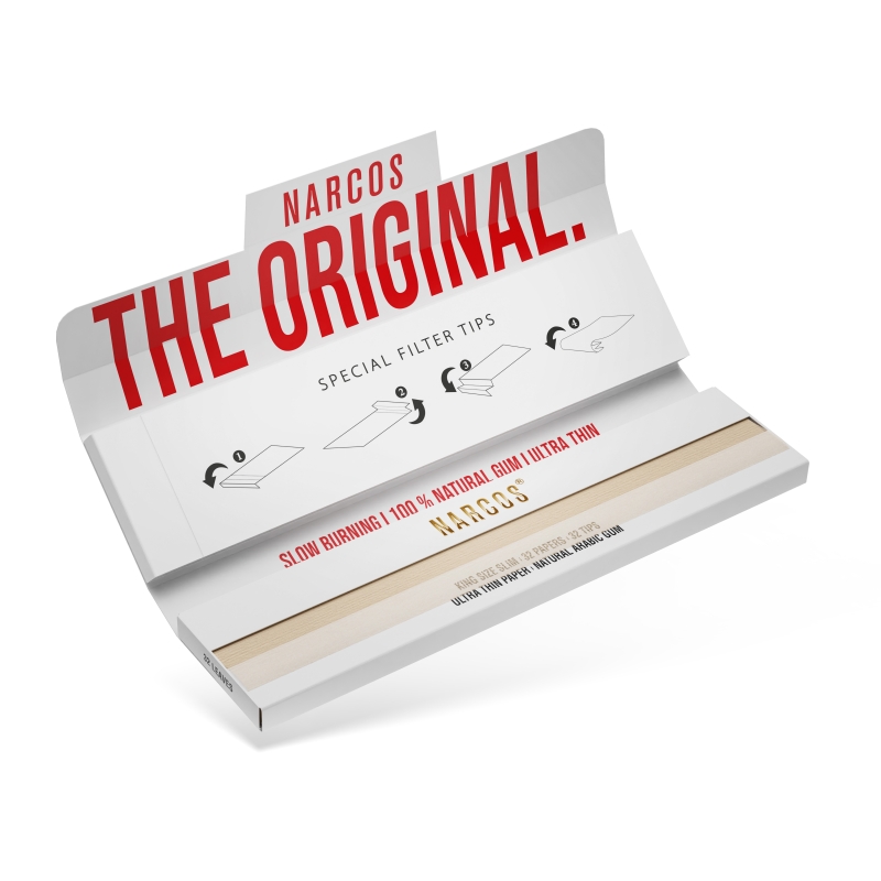 Paper Narcos King Size Slim + Tips Weiß (24 Heftchen)