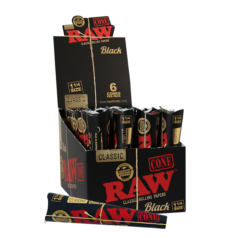 RAW Cones Black 1 1 / 4 192pcs (Pack 6)