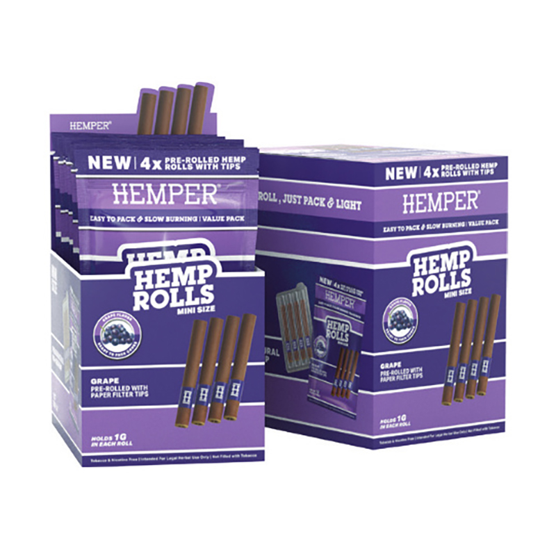 HEMPER - 4pk Mini Rolls Basic - Hemp Paper - Grape (Display 12 Stück)
