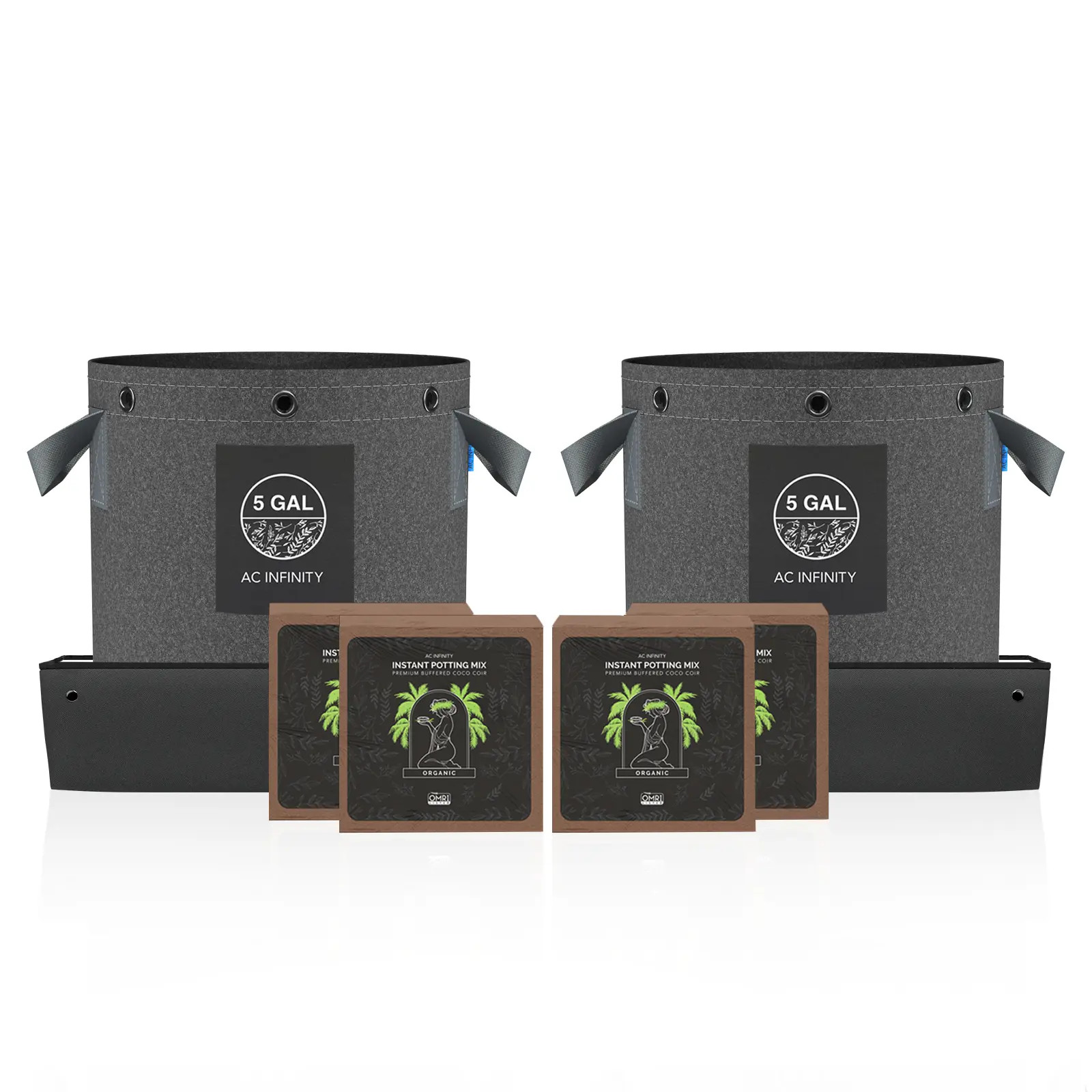 AC Infinity AC-CCK5 Kokossubstrat-Set mit zwei Stofftöpfen und Auffangschalen